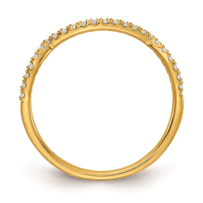 0.15ct. CZ Solid Real 14k Contoured Wedding Wedding Band Ring