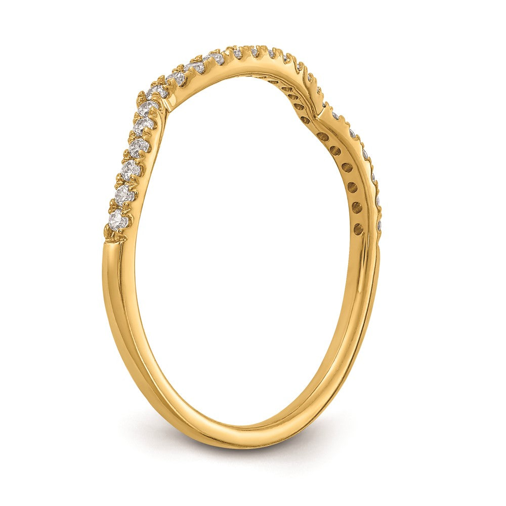 0.15ct. CZ Solid Real 14k Contoured Wedding Wedding Band Ring