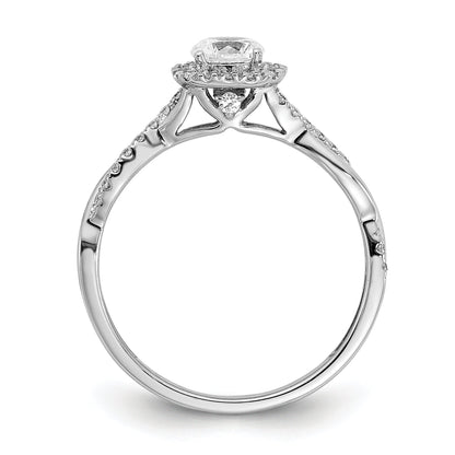 0.38ct. CZ Solid Real 14k White Gold Halo Twist Design Engagement Ring