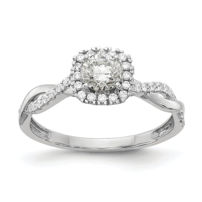 0.38ct. CZ Solid Real 14k White Gold Halo Twist Design Engagement Ring