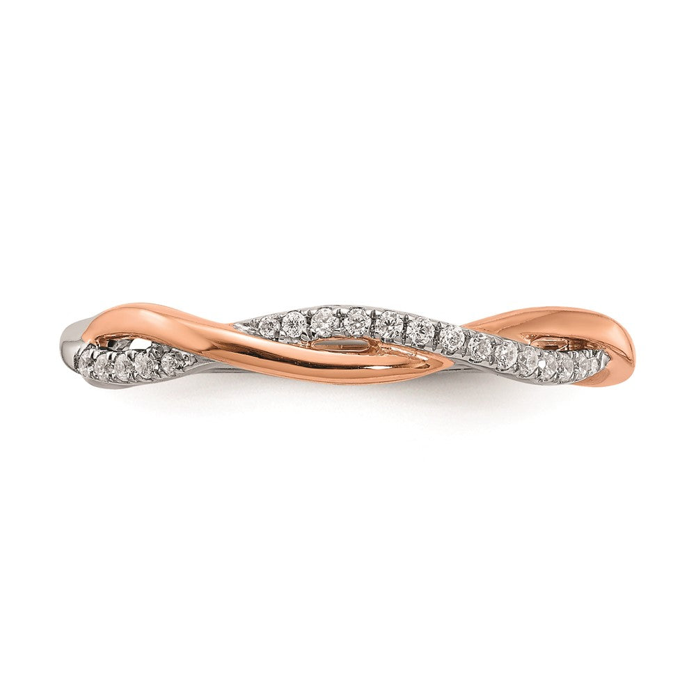 0.08ct. CZ Solid Real 14k White & Rose Gold Wedding Wedding Band Ring