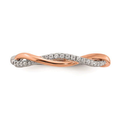 0.08ct. CZ Solid Real 14k White & Rose Gold Wedding Wedding Band Ring