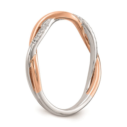 0.08ct. CZ Solid Real 14k White & Rose Gold Wedding Wedding Band Ring