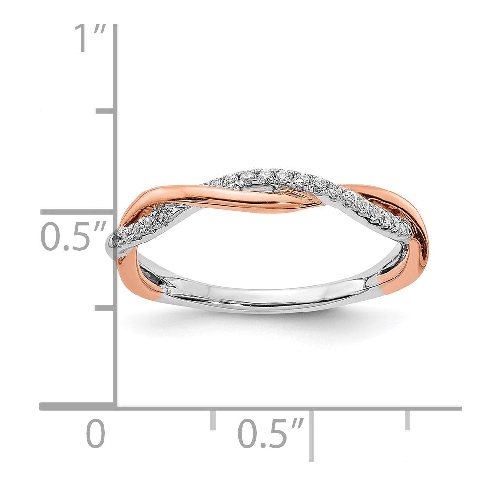0.08ct. CZ Solid Real 14k White & Rose Gold Wedding Wedding Band Ring