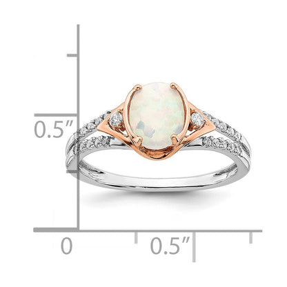 14k two tone gold created opal and real diamond ring rm5958 op 016 wra