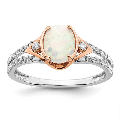 14k two tone gold created opal and real diamond ring rm5958 op 016 wra
