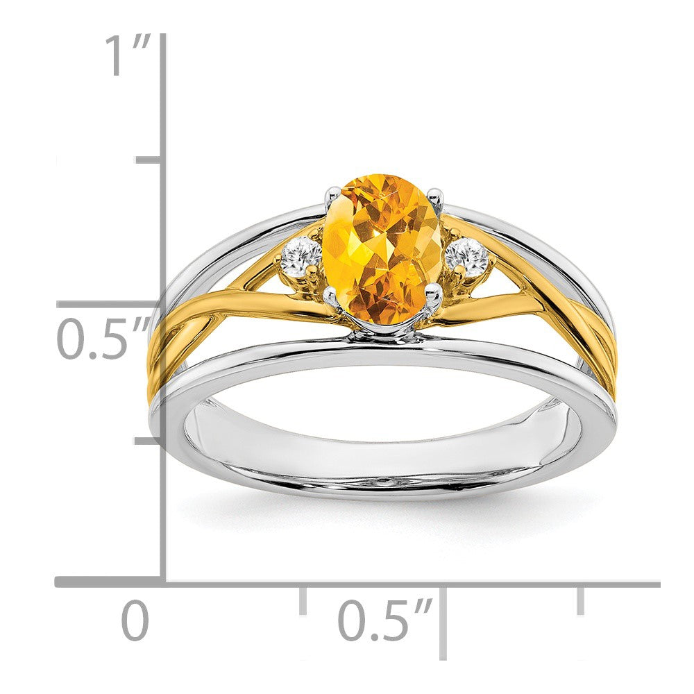 14k two tone gold citrine and real diamond ring rm5959 ci 006 wya