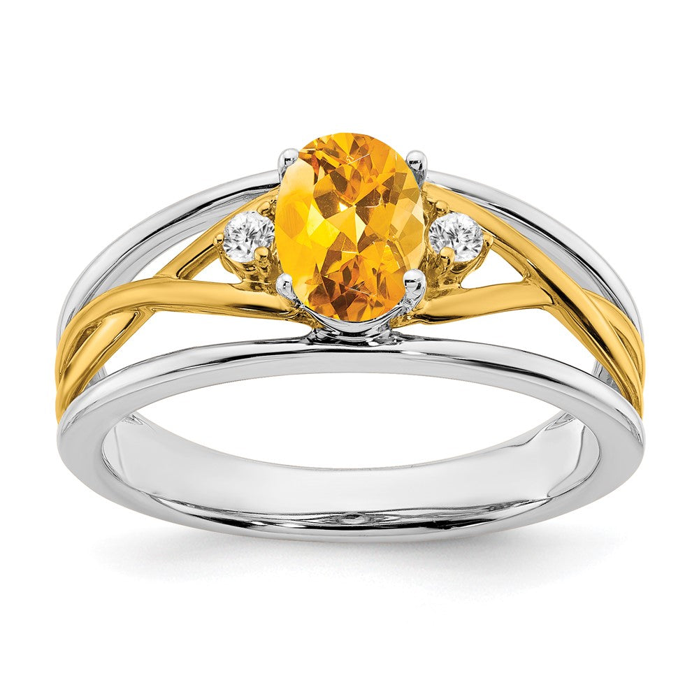 14k two tone gold citrine and real diamond ring rm5959 ci 006 wya