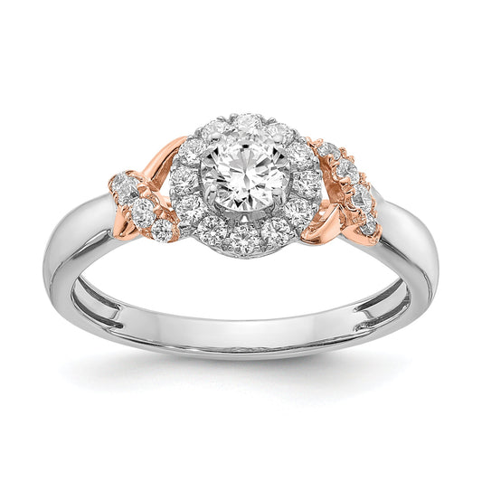 0.33ct. CZ Solid Real 14k White u0026 Rose Gold Engagement Ring