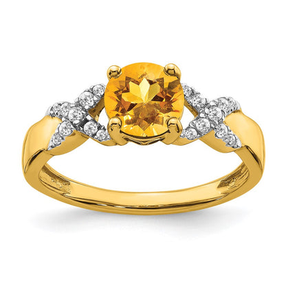 14k two tone gold citrine and real diamond ring rm5983 ci 013 ywa