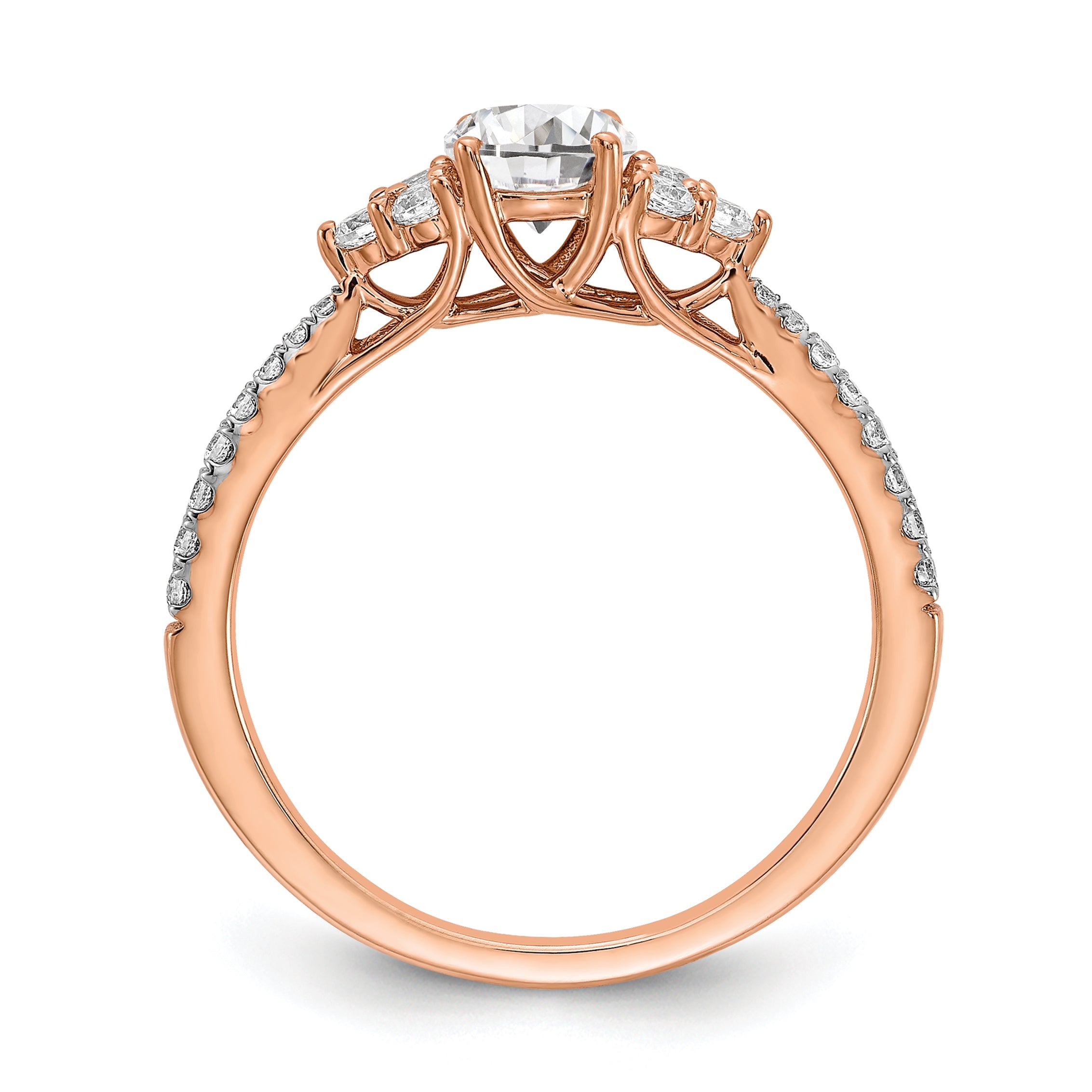 0.25ct. CZ Solid Real 14k Rose Gold Engagement Ring