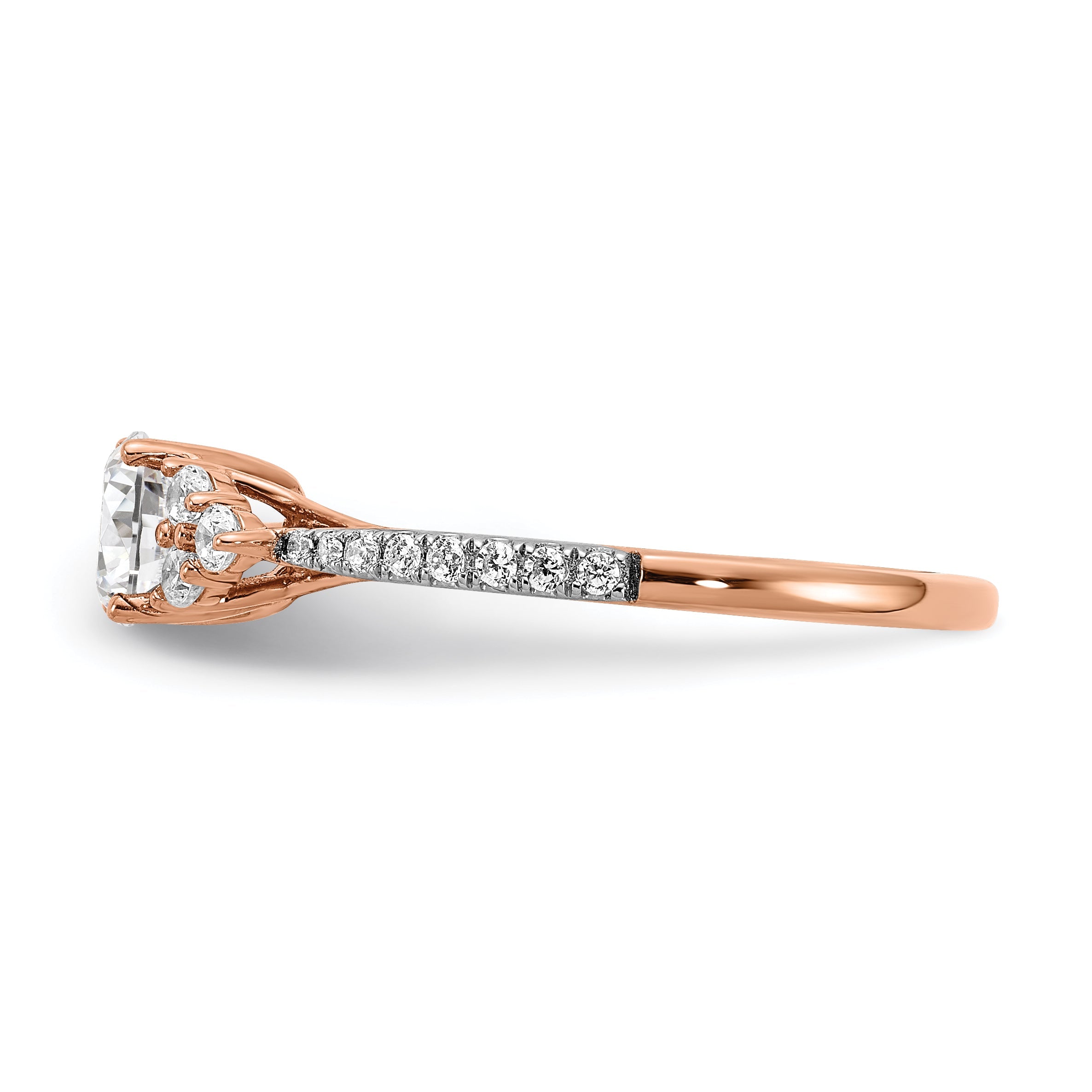 0.25ct. CZ Solid Real 14k Rose Gold Engagement Ring