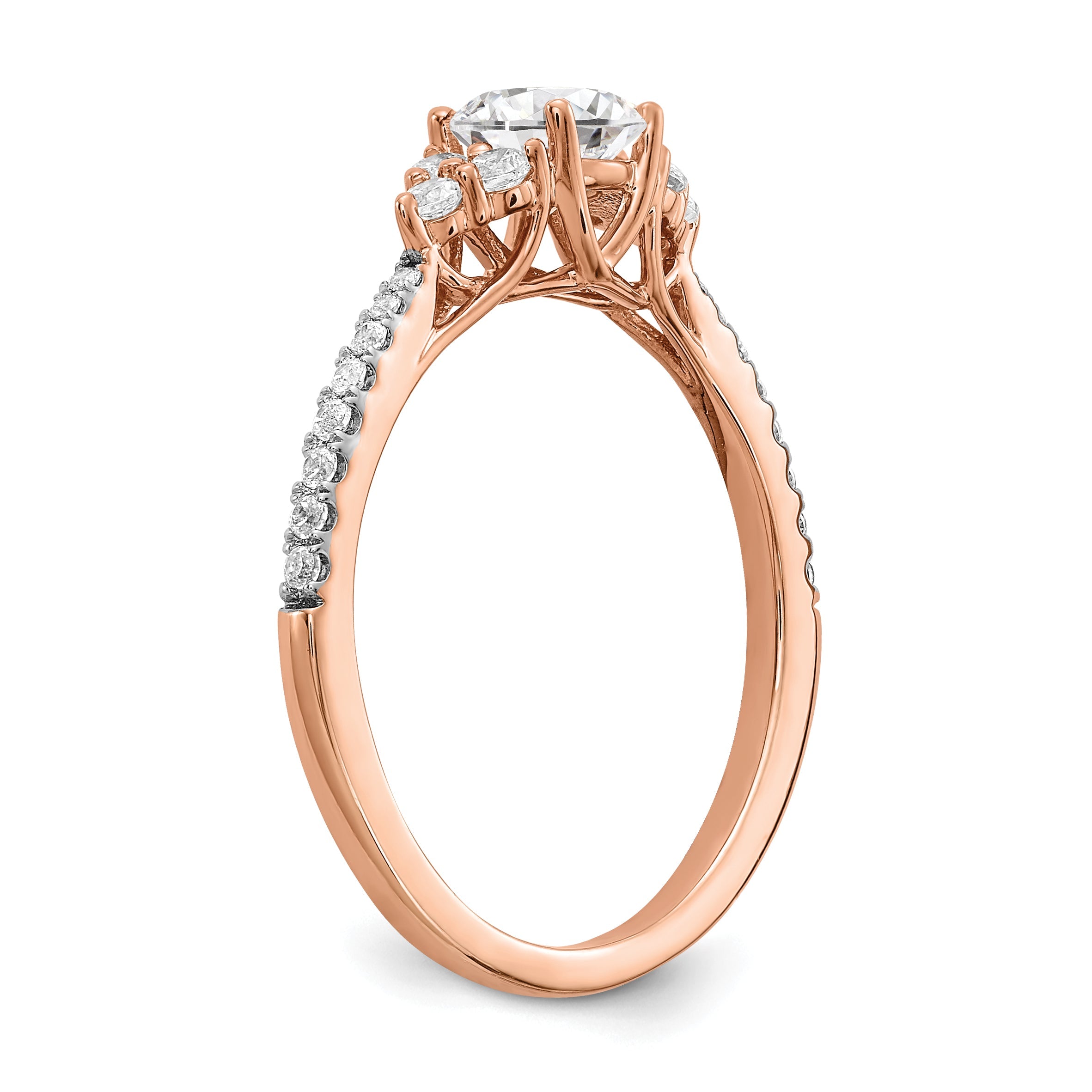 0.25ct. CZ Solid Real 14k Rose Gold Engagement Ring