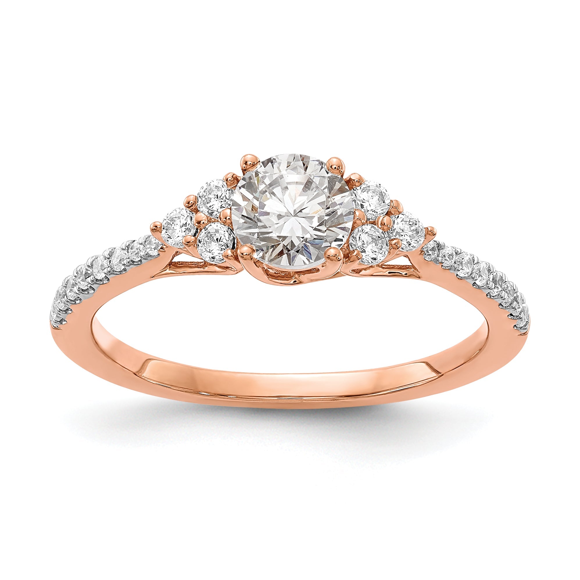 0.25ct. CZ Solid Real 14k Rose Gold Engagement Ring