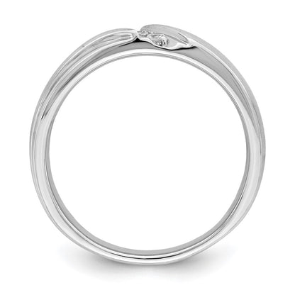 0.12ct. CZ Solid Real 14k White Gold Men's Wedding Band Ring