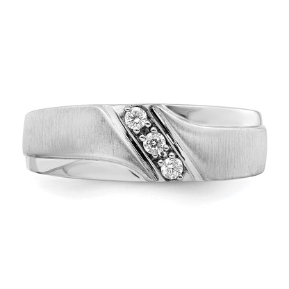 0.12ct. CZ Solid Real 14k White Gold Men's Wedding Band Ring