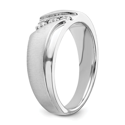0.12ct. CZ Solid Real 14k White Gold Men's Wedding Band Ring-Blank-Mtg Only