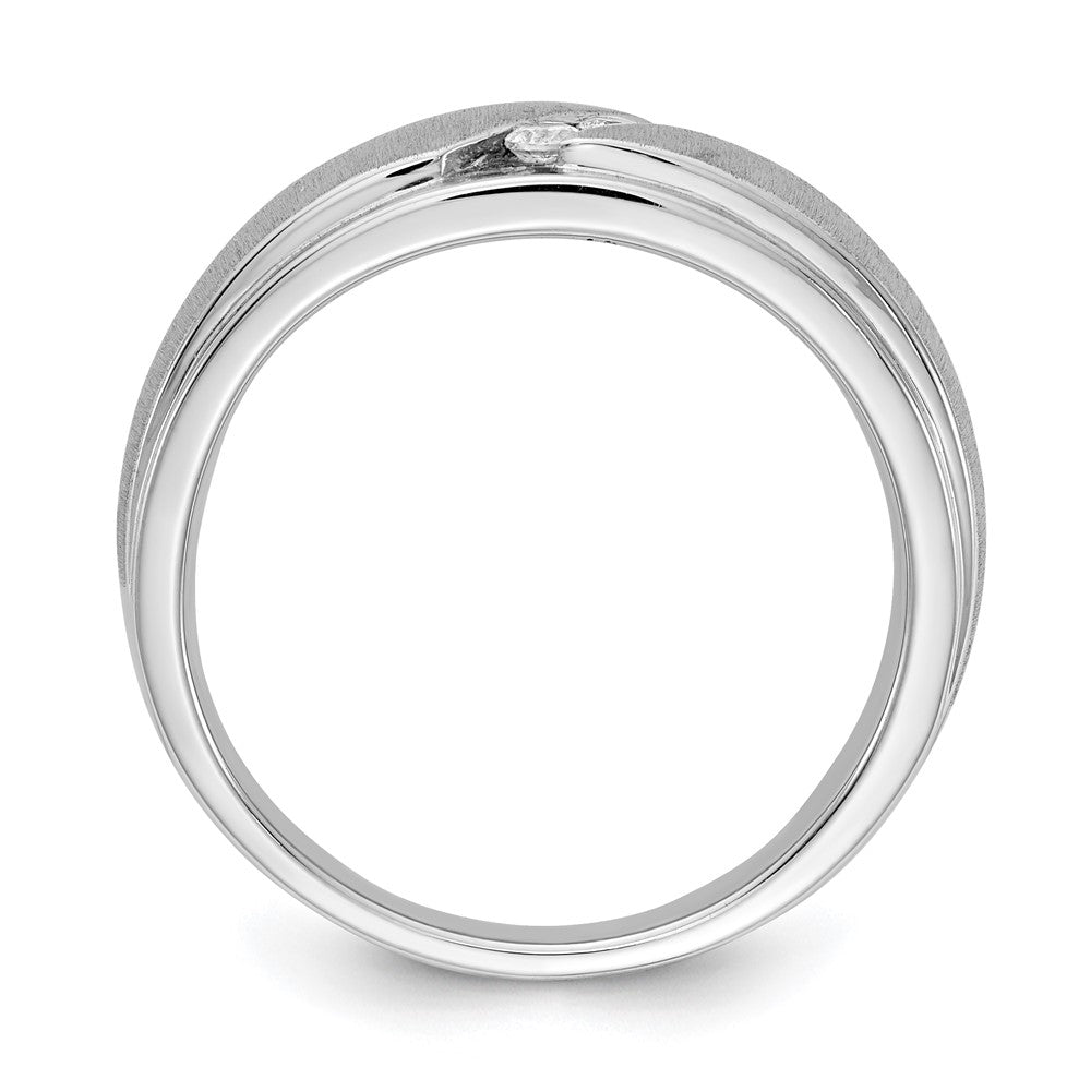 0.15ct. CZ Solid Real 14k White Gold Men's Wedding Band Ring