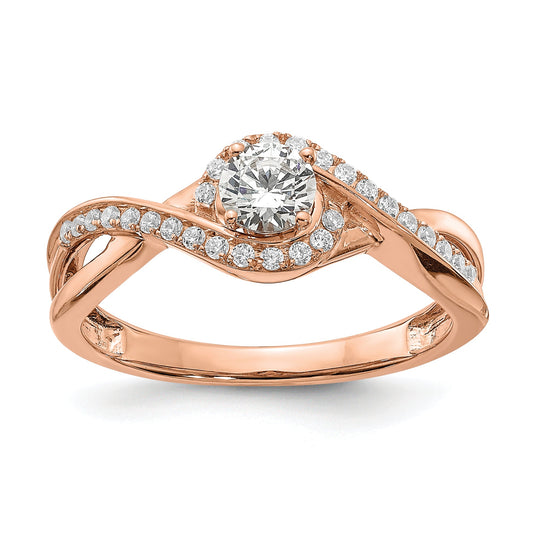 0.33ct. CZ Solid Real 14k Rose Gold Engagement Ring