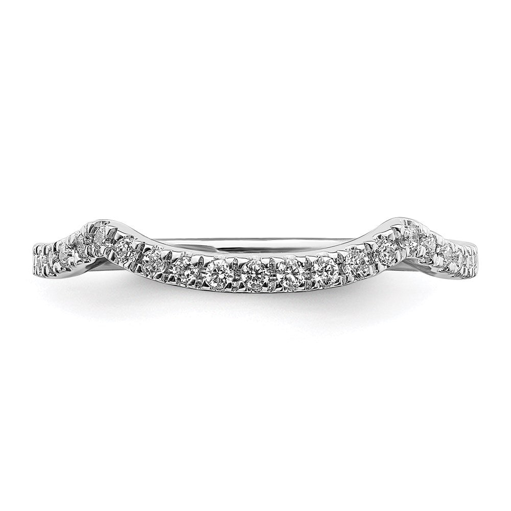 Solid 14k White Gold Simulated CZ Set of 2 Contoured Wedding Bands