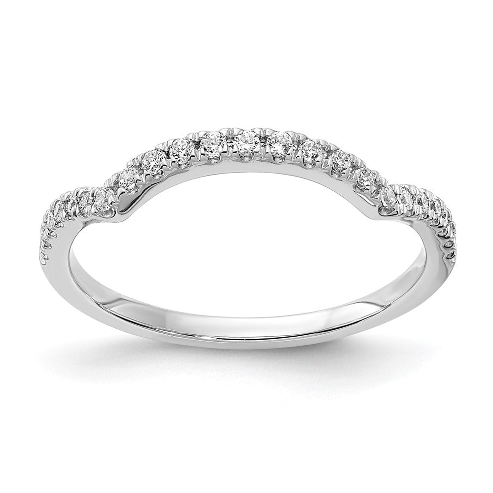 Solid 14k White Gold Simulated CZ Set of 2 Contoured Wedding Bands