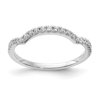 Solid 14k White Gold Simulated CZ Set of 2 Contoured Wedding Bands