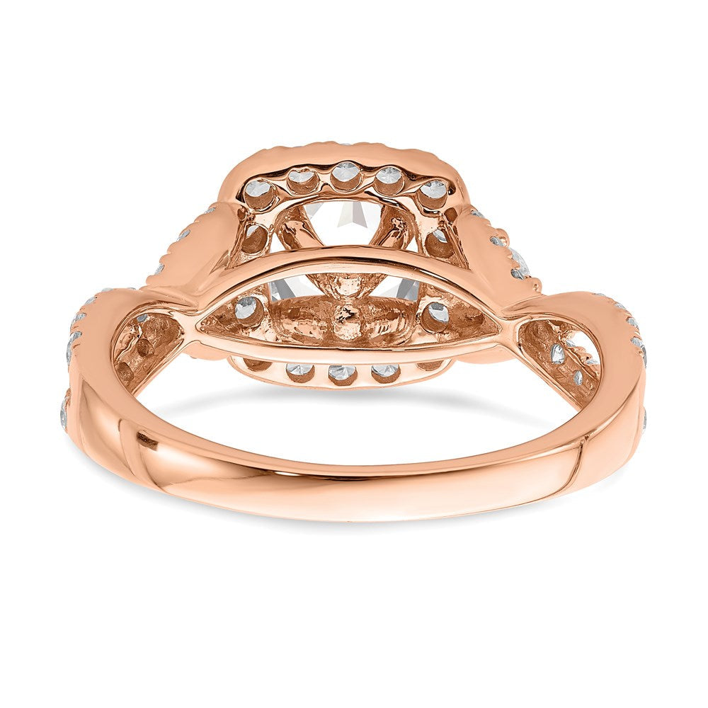 14k Rose Gold Morganite Real Diamond Halo Engagement Ring