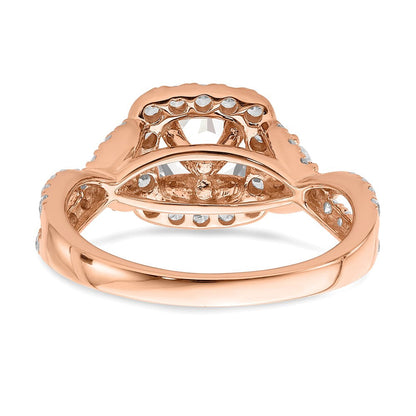14k Rose Gold Morganite Real Diamond Halo Engagement Ring