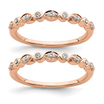 14k Rose Gold Real Diamond Set of 2 Wedding Bands