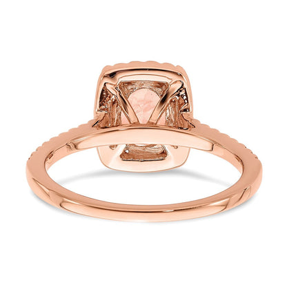 14k Rose Gold Morganite Real Diamond Halo Engagement Ring