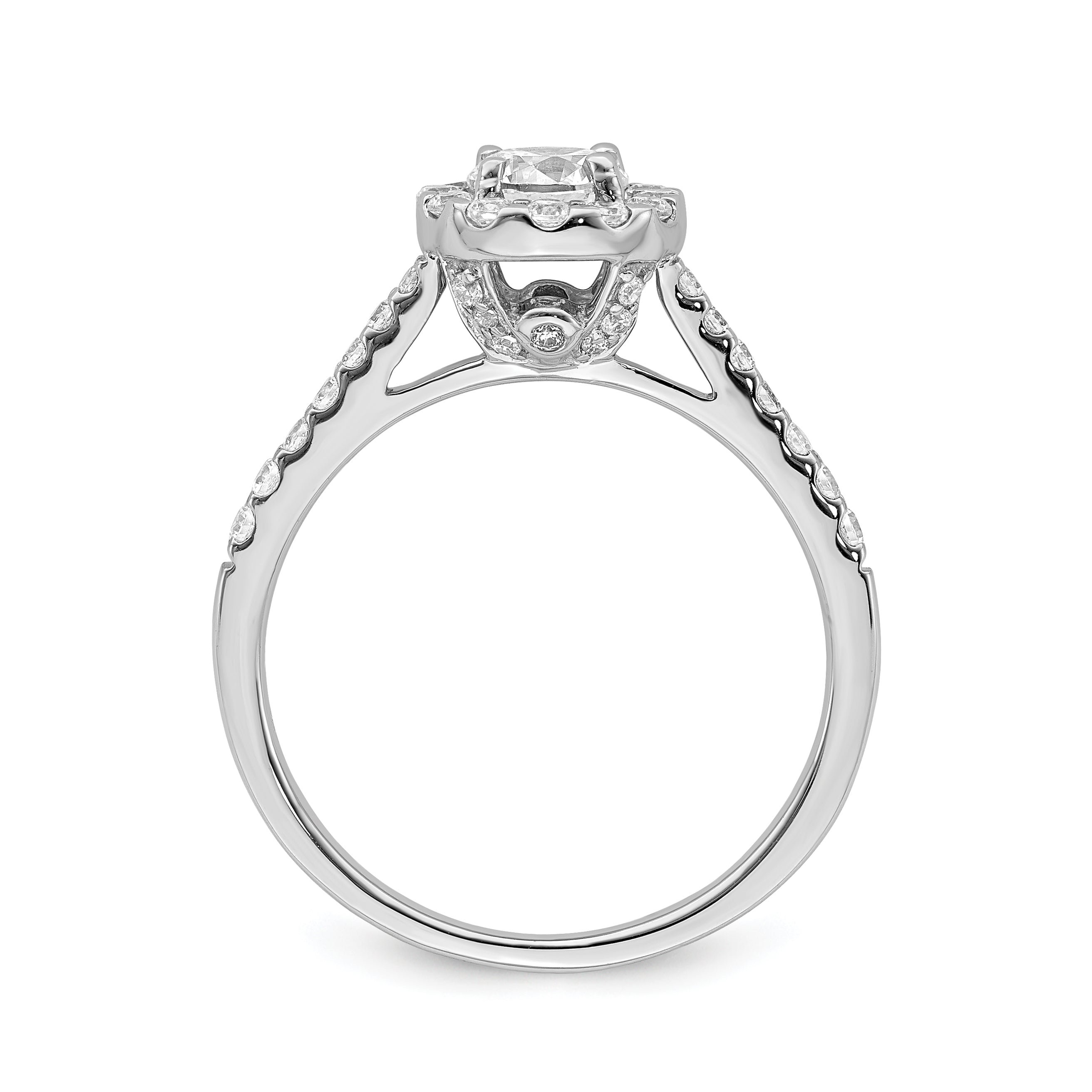 0.42ct. CZ Solid Real 14k White Gold Halo Engagement Ring