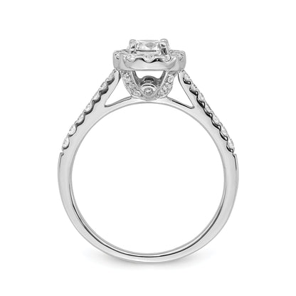 0.42ct. CZ Solid Real 14k White Gold Halo Engagement Ring