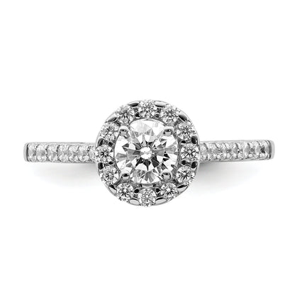 0.42ct. CZ Solid Real 14k White Gold Halo Engagement Ring
