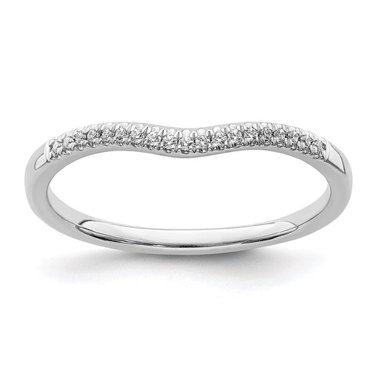 14k White Gold Real Diamond Contoured Wedding Band