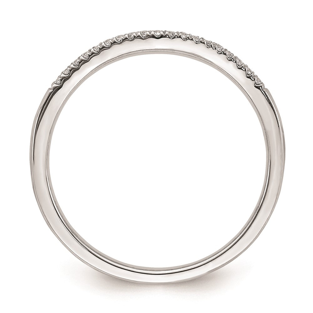 Solid 14k Rose Gold Simulated CZ Contoured Wedding Band