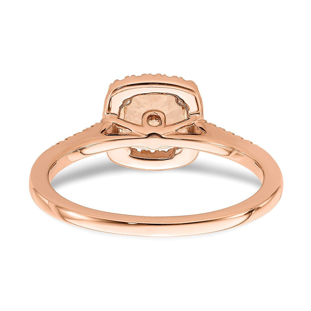 14k Rose Gold Morganite Real Diamond Halo Engagement Ring