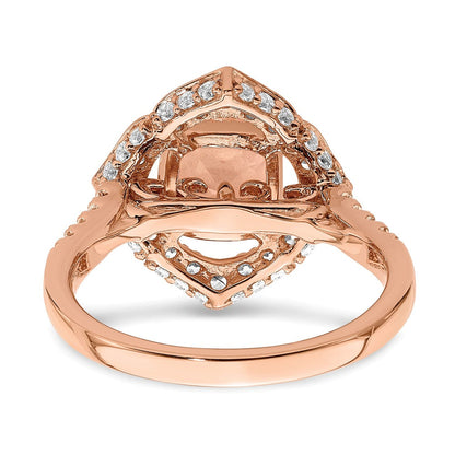 14k Rose Gold Morganite Real Diamond Halo Engagement Ring