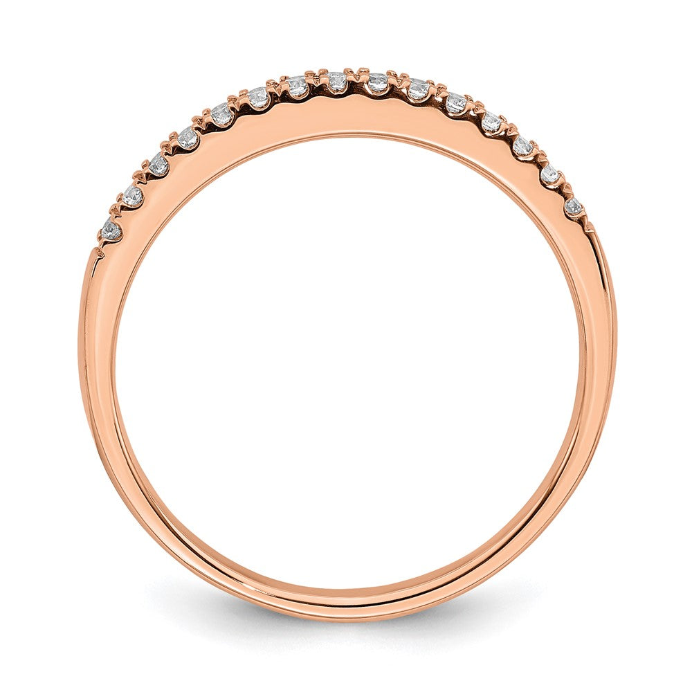 Solid 14k Rose Gold Simulated CZ Wedding Band