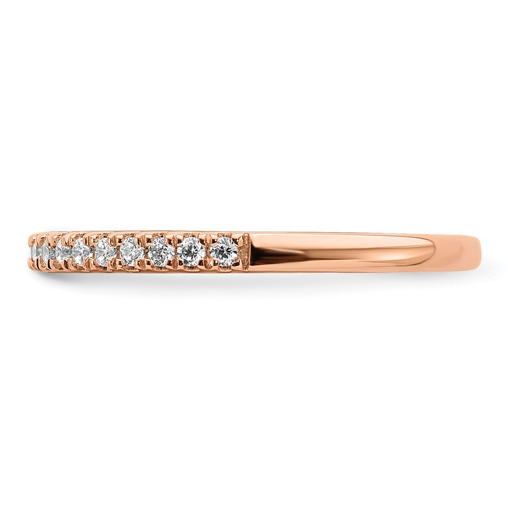 Solid 14k Rose Gold Simulated CZ Wedding Band