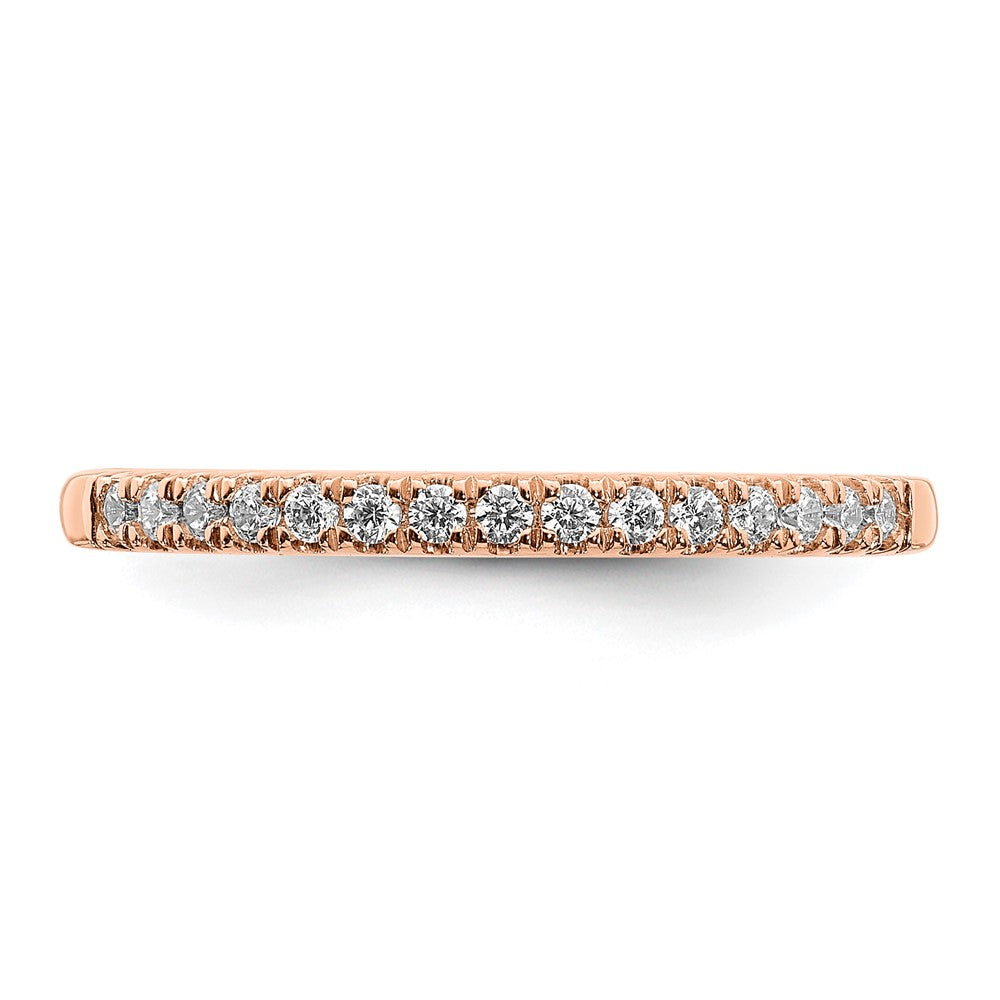 Solid 14k Rose Gold Simulated CZ Wedding Band