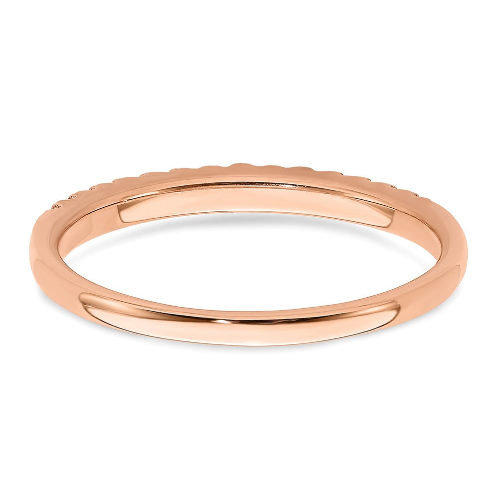 Solid 14k Rose Gold Simulated CZ Wedding Band