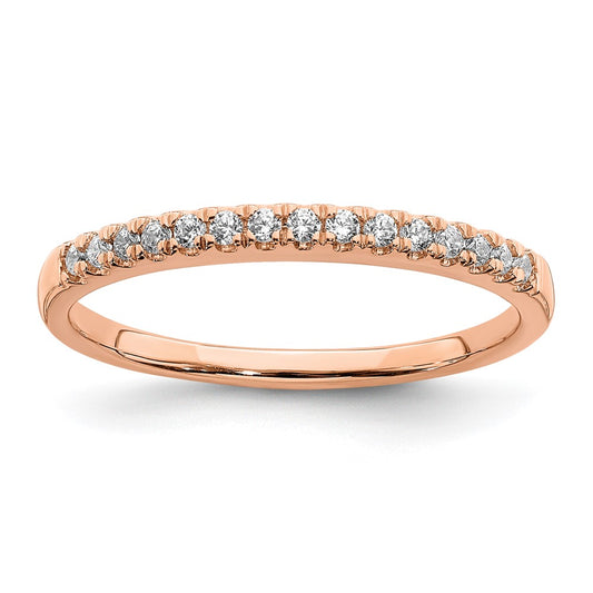 Solid 14k Rose Gold Simulated CZ Wedding Band