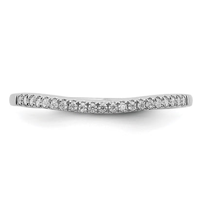 Solid 14k White Gold Simulated CZ Contoured Wedding Band