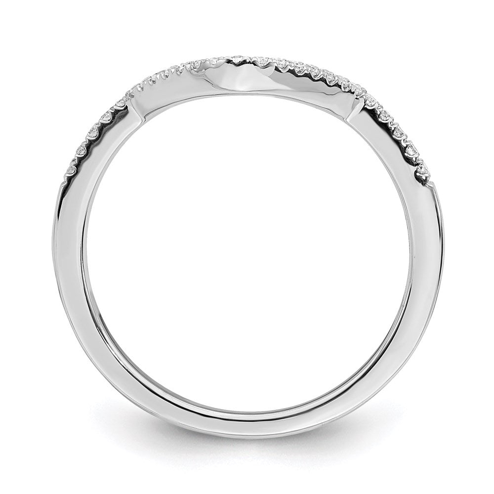 14k White Gold Real Diamond Contoured Wedding Band