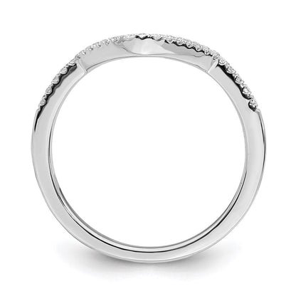 14k White Gold Real Diamond Contoured Wedding Band