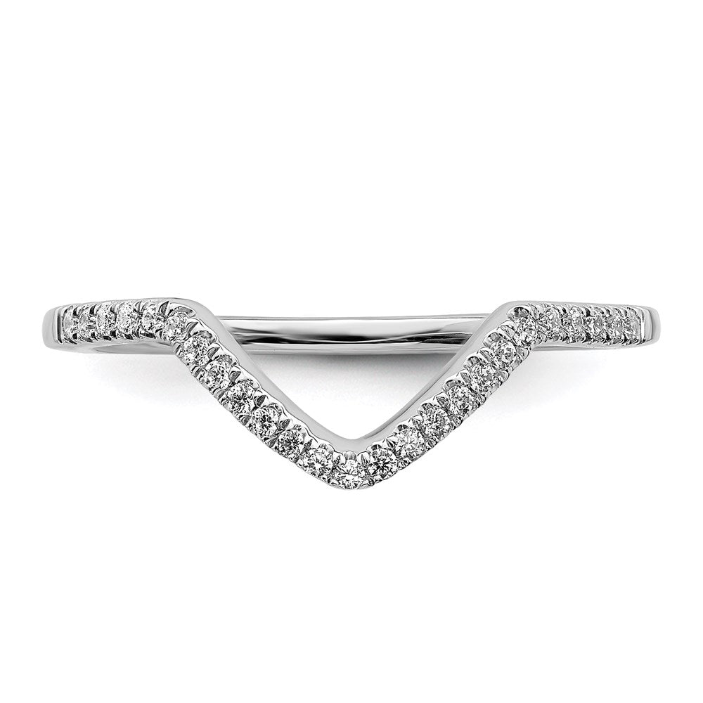 14k White Gold Real Diamond Contoured Wedding Band