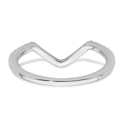 14k White Gold Real Diamond Contoured Wedding Band