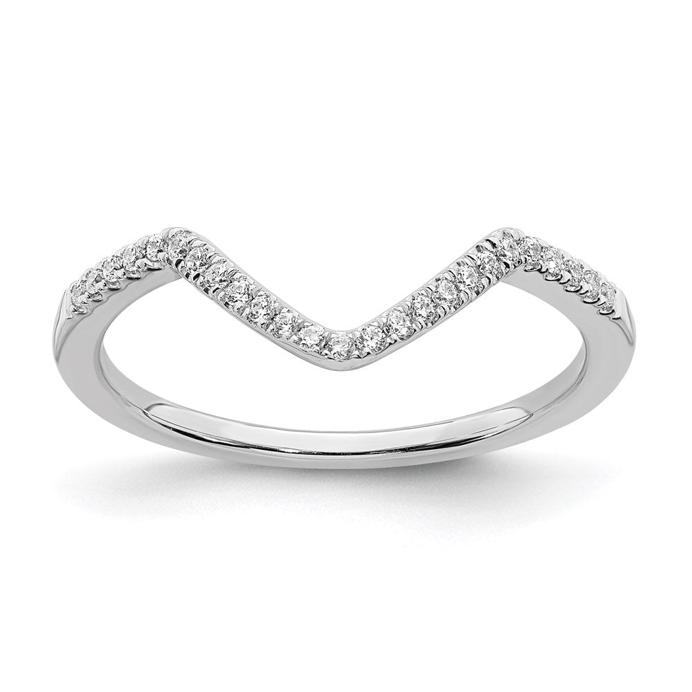 14k White Gold Real Diamond Contoured Wedding Band