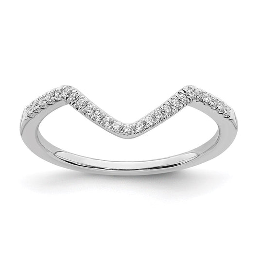 14k White Gold Real Diamond Contoured Wedding Band