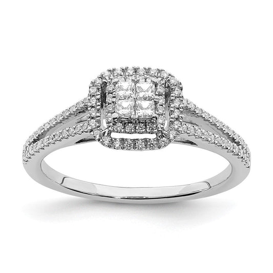 10k white gold real diamond cluster engagement ring rm6392e 038 0waa